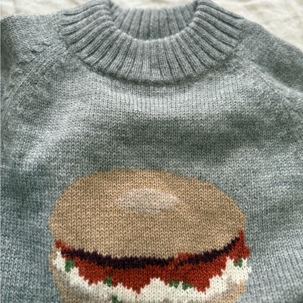 Rachel Antonoff Gray Sweater with Bagel Motif - Picture 5 of 7